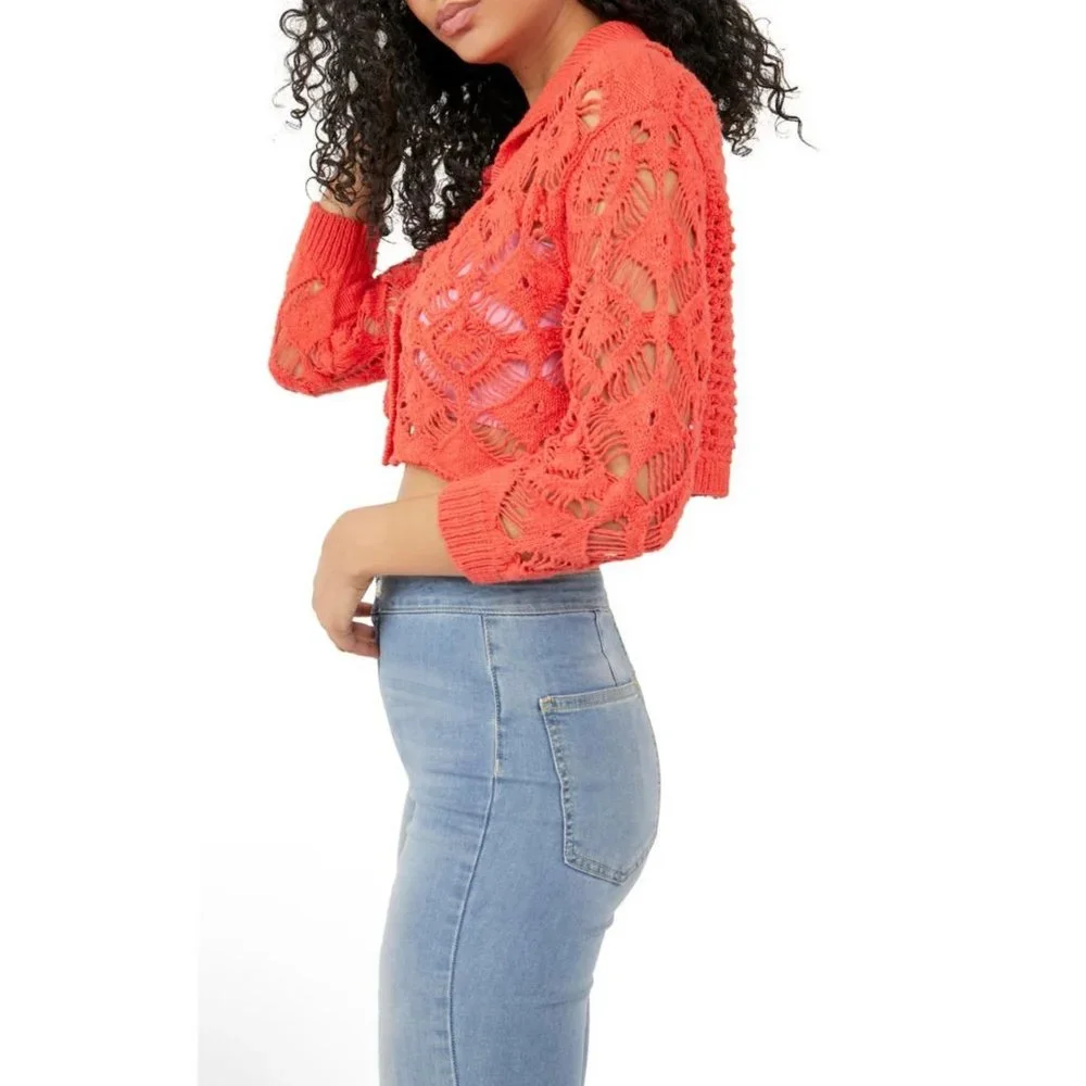Free People Sedona Cardigan NEW WITH TAGS in Guava Berry MSRP $128